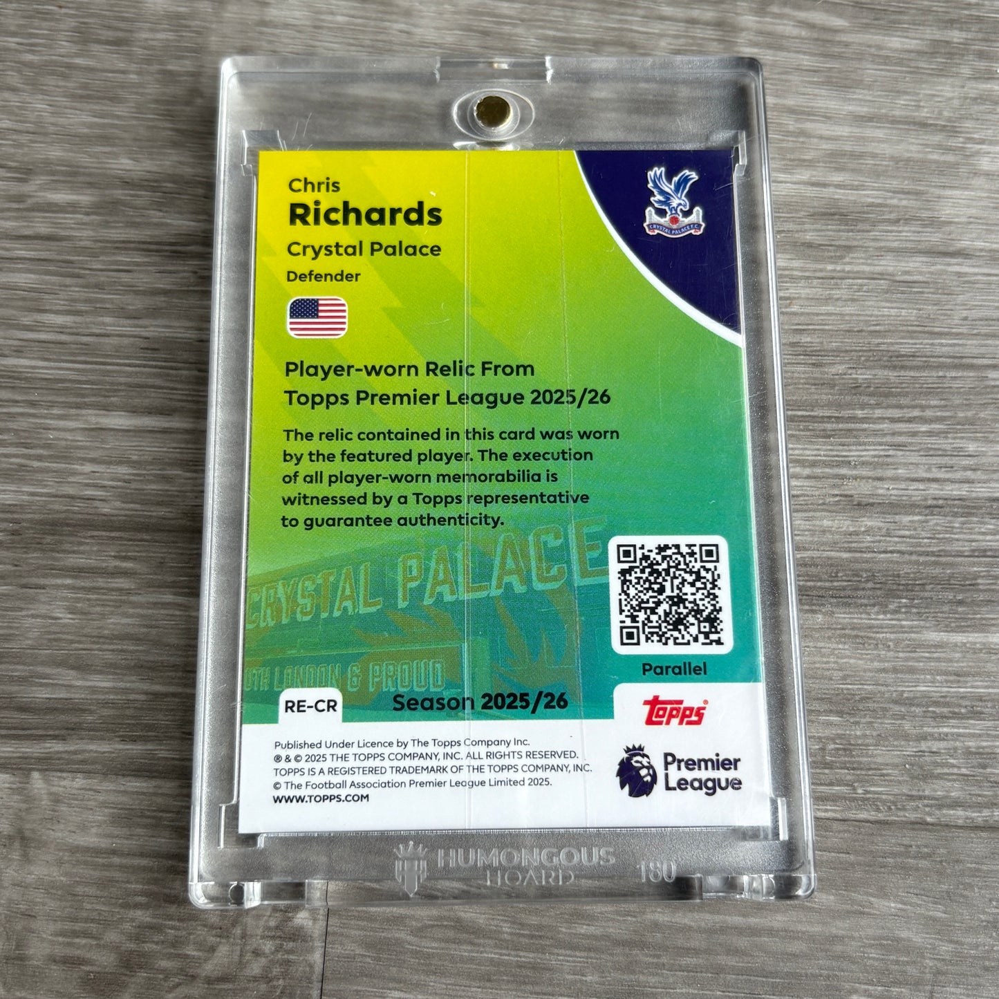 2025-26 Chris Richards Topps Premier League Worn Patch Blue /150