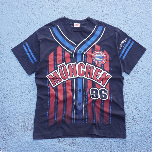 90s FC Bayern Munich Baseball Jersey T Shirt Nutmeg Large