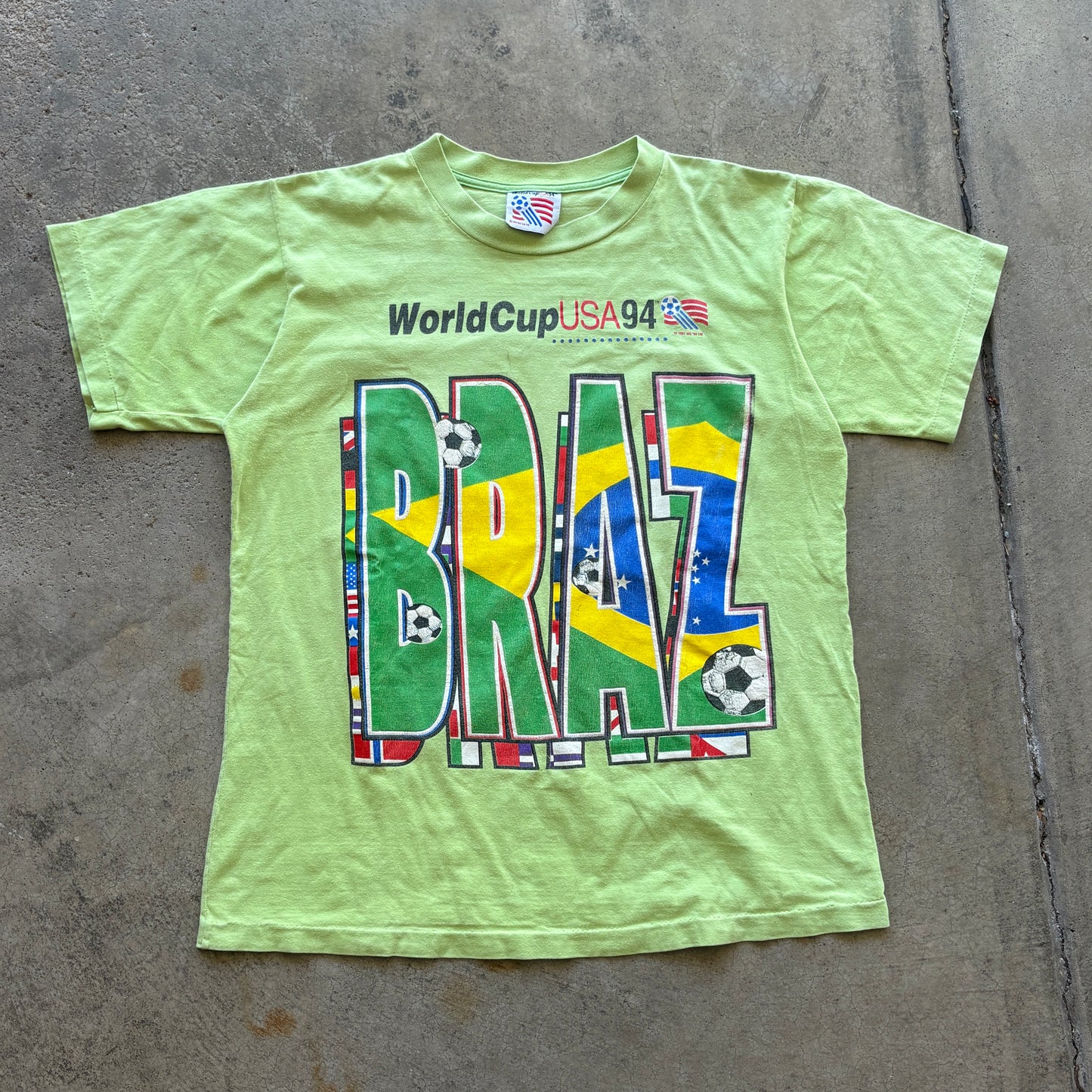1994 World Cup Brazil Spellout Wraparound Tee L