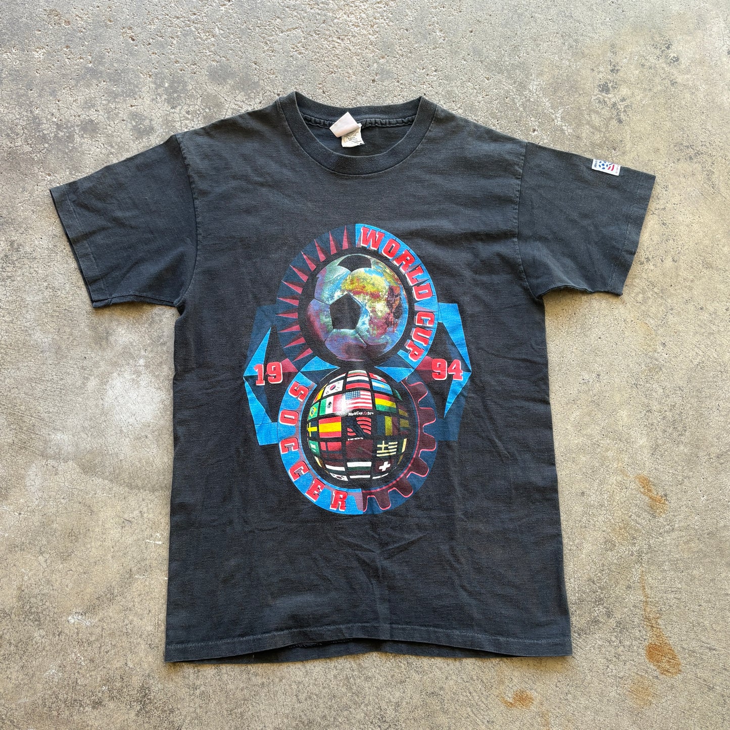 1994 World Cup Globe Black Tee L