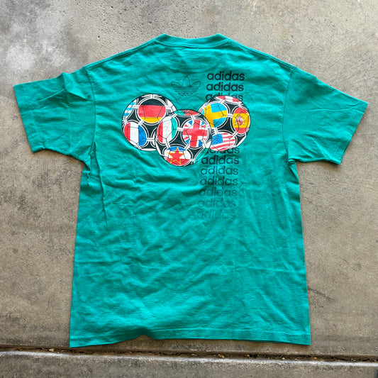 90s Adidas Teal World Cup Tee L