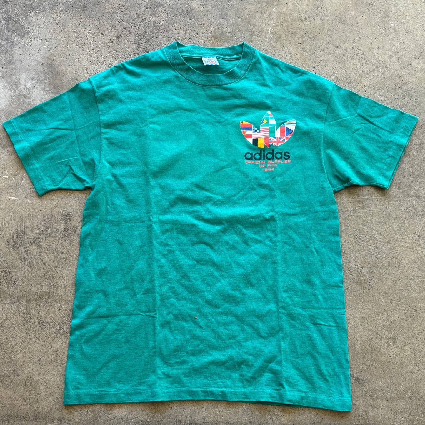 90s Adidas Teal World Cup Tee L
