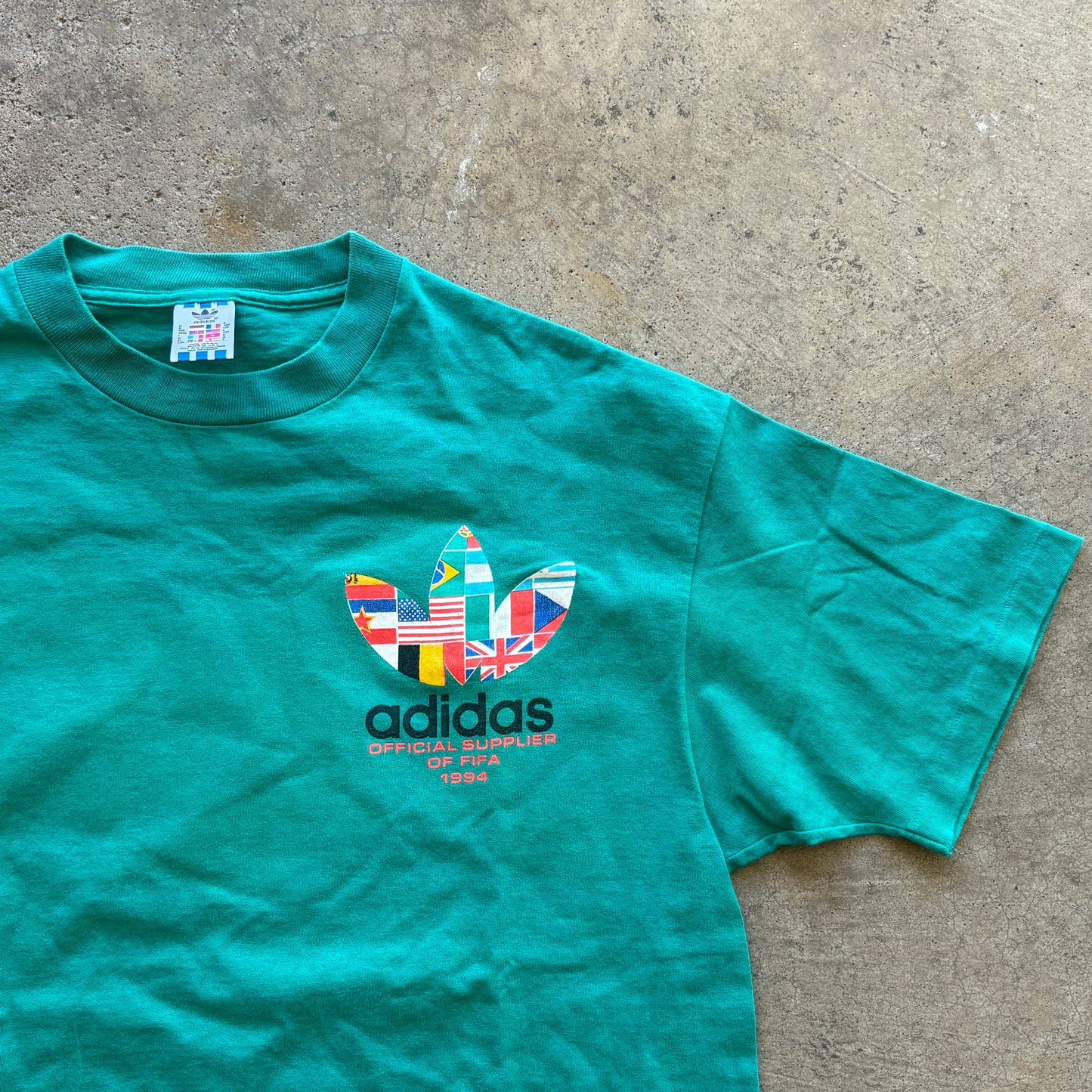 90s Adidas Teal World Cup Tee L