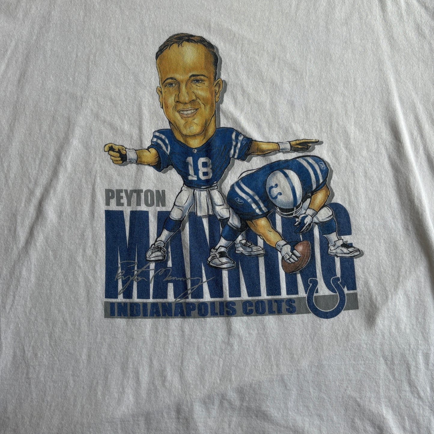 2000s Colts Peyton Manning Caricature Tee XL