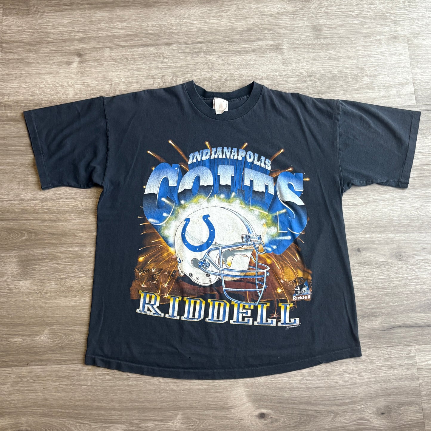 1997 Riddel Indianapolis Colts Helmet Explosion Tee L