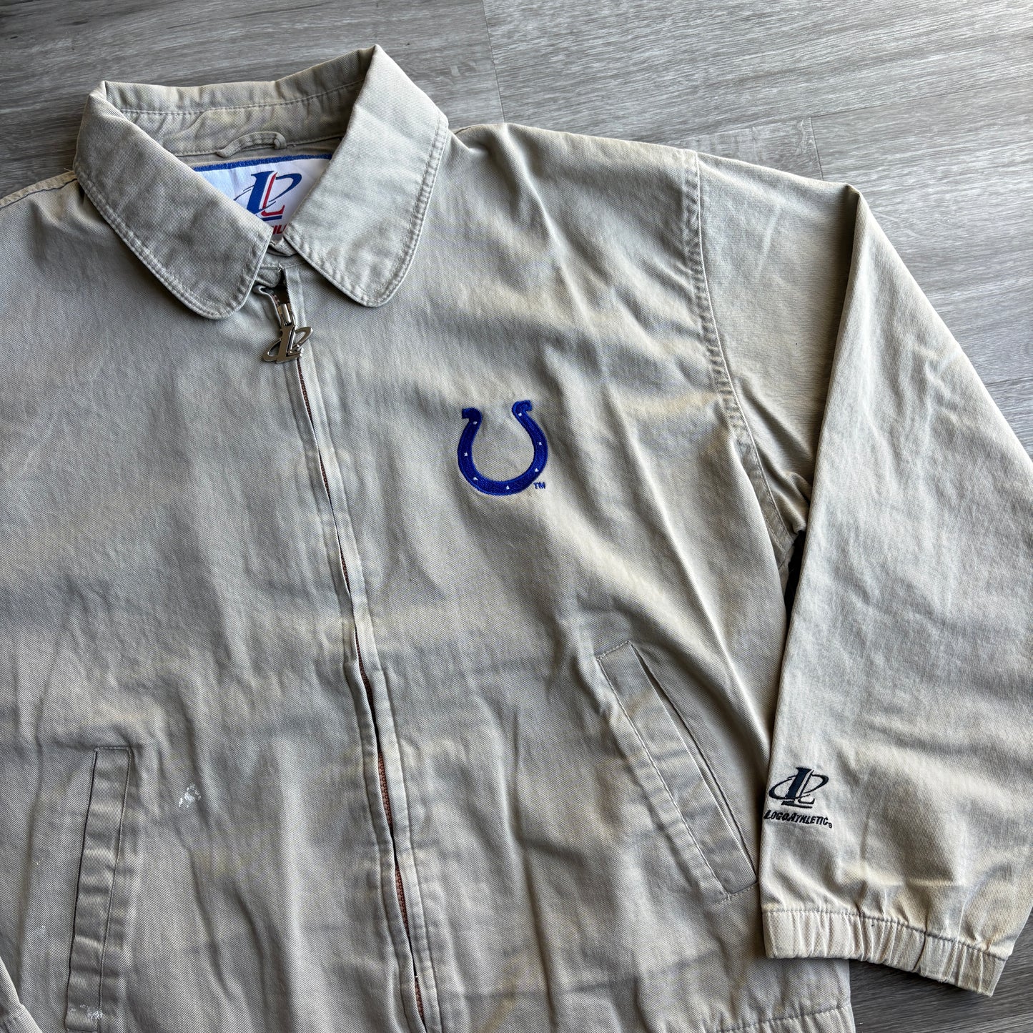 Vintage Indianapolis Colts Logo Athletic Beige ZipUp Jacket L