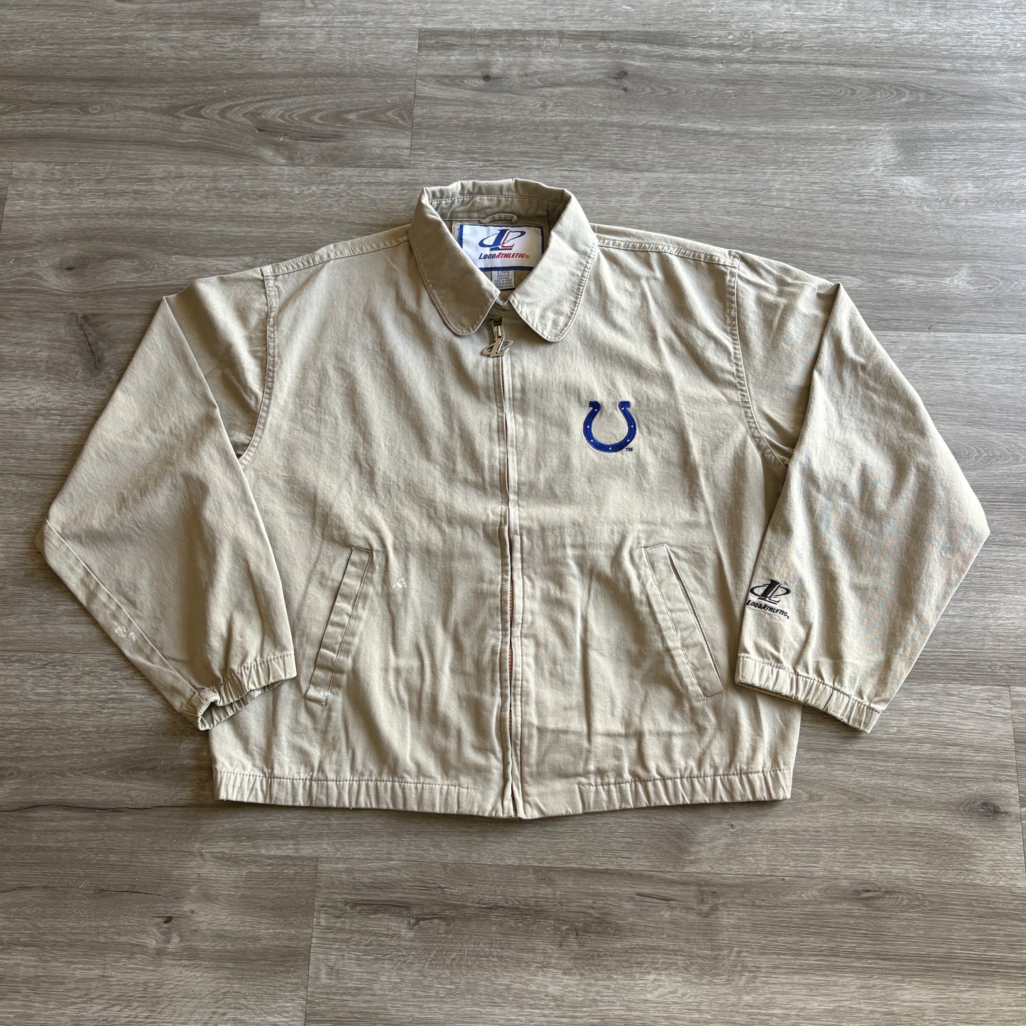 Vintage Indianapolis Colts Logo Athletic Beige ZipUp Jacket L