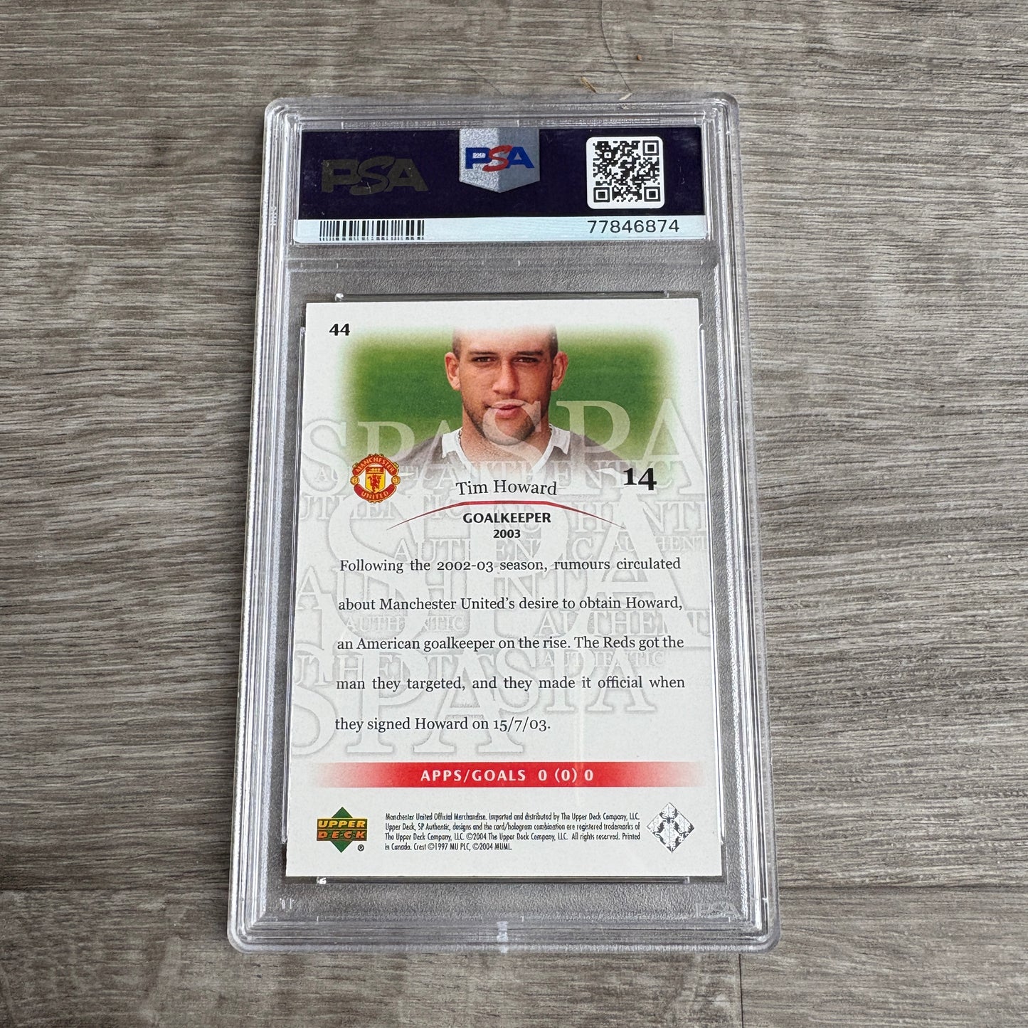 2004 SP Authentic Manchester United Tim Howard Red /325 PSA 9