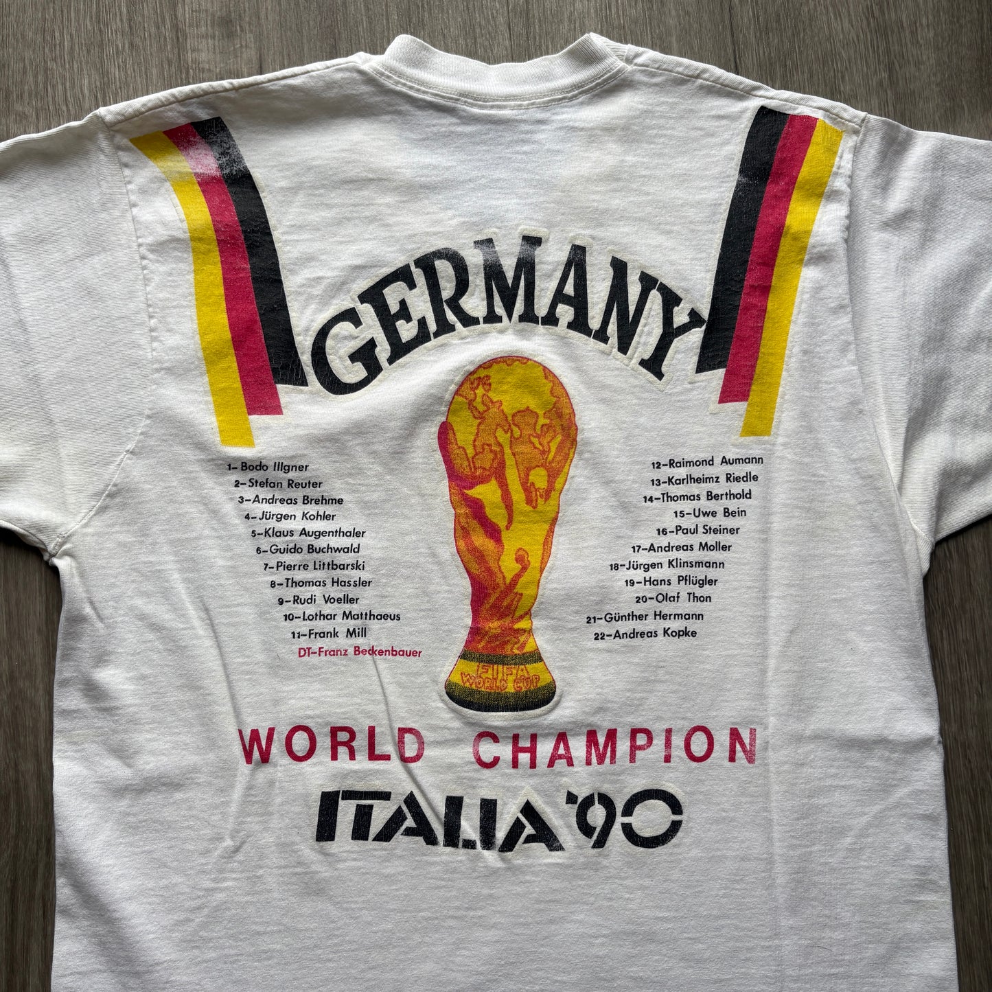 1990 World Cup Germany Champions Full Roster Tee L