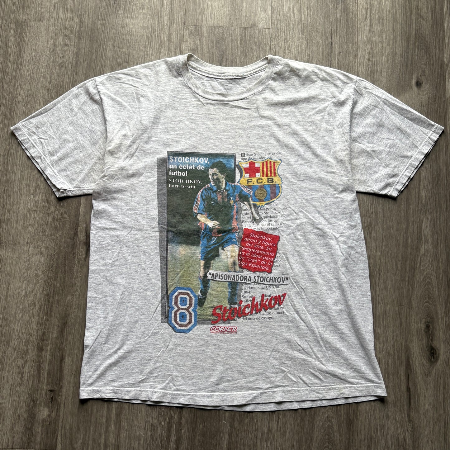 90s FC Barcelona Hristo Stoichkov Player Tee L