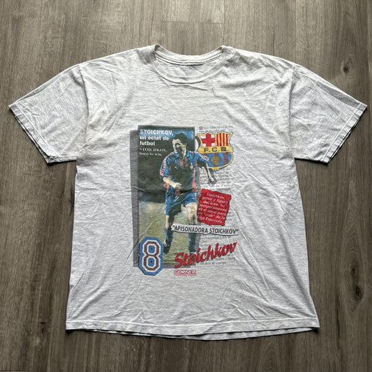 90s FC Barcelona Hristo Stoichkov Player Tee L