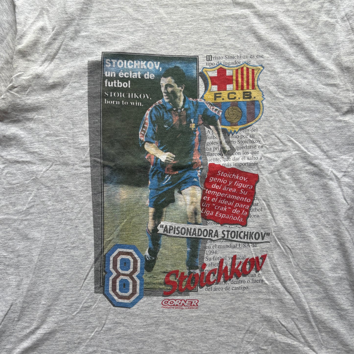 90s FC Barcelona Hristo Stoichkov Player Tee L